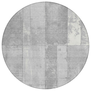 Piper Looms Chantille Geometric ACN1877 Gray Machine Washable Area Rug Round Main Image