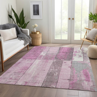 Piper Looms Chantille Geometric ACN1877 Pink Machine Washable Area Rug Lifestyle Image Feature