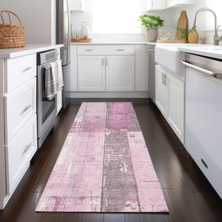 Piper Looms Chantille Geometric ACN1877 Pink Machine Washable Area Rug Runner Lifestyle Image Feature