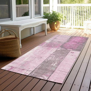 Piper Looms Chantille Geometric ACN1877 Pink Machine Washable Area Rug Runner Outdoor Lifestyle Image Feature
