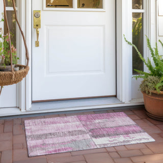 Piper Looms Chantille Geometric ACN1877 Pink Machine Washable Area Rug Scatter Outdoor Lifestyle Image Feature