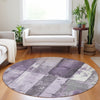 Piper Looms Chantille Geometric ACN1877 Purple Machine Washable Area Rug Round Lifestyle Image Feature