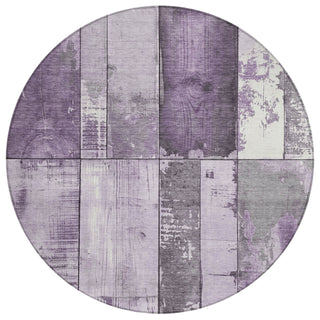 Piper Looms Chantille Geometric ACN1877 Purple Machine Washable Area Rug Round Main Image