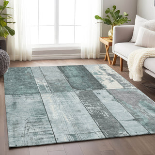Piper Looms Chantille Geometric ACN1877 Seafoam Machine Washable Area Rug Lifestyle Image Feature