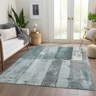 Piper Looms Chantille Geometric ACN1877 Seafoam Machine Washable Area Rug Lifestyle Image Feature