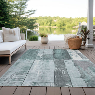 Piper Looms Chantille Geometric ACN1877 Seafoam Machine Washable Area Rug Outdoor Lifestyle Image Feature
