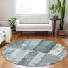 Piper Looms Chantille Geometric ACN1877 Seafoam Machine Washable Area Rug Round Lifestyle Image Feature
