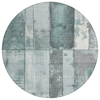 Piper Looms Chantille Geometric ACN1877 Seafoam Machine Washable Area Rug Round Main Image