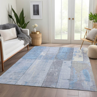 Piper Looms Chantille Geometric ACN1877 Sky Machine Washable Area Rug Lifestyle Image Feature