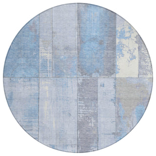 Piper Looms Chantille Geometric ACN1877 Sky Machine Washable Area Rug Round Main Image