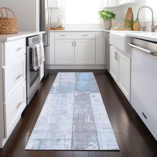 Piper Looms Chantille Geometric ACN1877 Sky Machine Washable Area Rug Runner Lifestyle Image Feature
