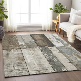 Piper Looms Chantille Geometric ACN1877 Taupe Machine Washable Area Rug Lifestyle Image Feature