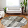 Piper Looms Chantille Geometric ACN1877 Taupe Machine Washable Area Rug Round Lifestyle Image Feature