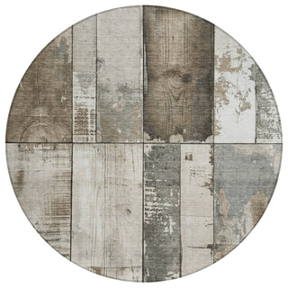 Piper Looms Chantille Geometric ACN1877 Taupe Machine Washable Area Rug Round Main Image