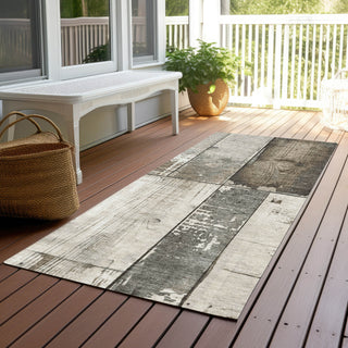 Piper Looms Chantille Geometric ACN1877 Taupe Machine Washable Area Rug Runner Outdoor Lifestyle Image Feature