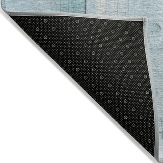 Piper Looms Chantille Geometric ACN1877 Teal Machine Washable Area Rug Backing Image
