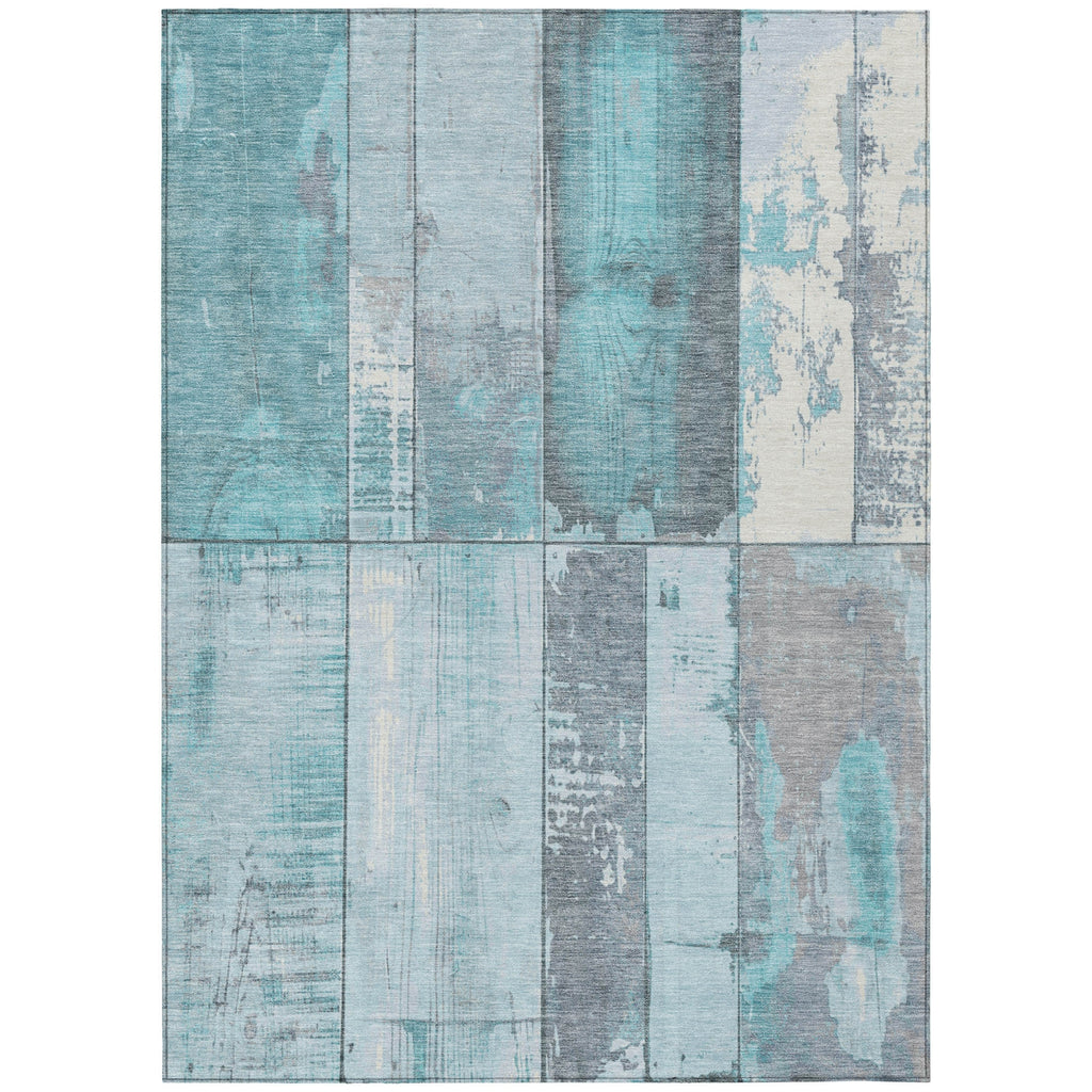 Piper Looms Chantille Geometric ACN1877 Teal Machine Washable Area Rug main image