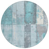Piper Looms Chantille Geometric ACN1877 Teal Machine Washable Area Rug Round Main Image