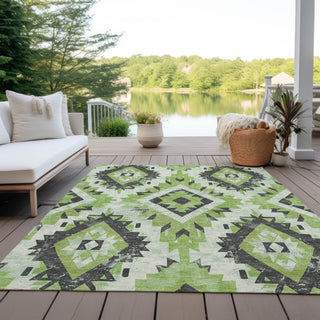 Piper Looms Chantille Aztec ACN1878 Aloe Machine Washable Area Rug Outdoor Lifestyle Image Feature