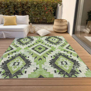 Piper Looms Chantille Aztec ACN1878 Aloe Machine Washable Area Rug Outdoor Lifestyle Image Feature
