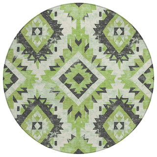 Piper Looms Chantille Aztec ACN1878 Aloe Machine Washable Area Rug Round Main Image