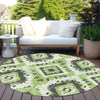Piper Looms Chantille Aztec ACN1878 Aloe Machine Washable Area Rug Round Outdoor Lifestyle Image Feature