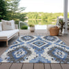 Piper Looms Chantille Aztec ACN1878 Blue Machine Washable Area Rug Outdoor Lifestyle Image Feature