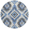 Piper Looms Chantille Aztec ACN1878 Blue Machine Washable Area Rug Round Main Image