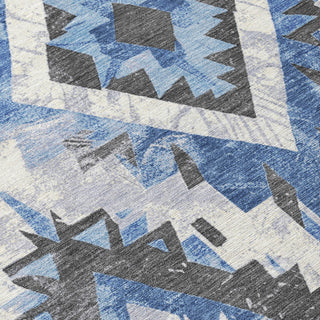 Piper Looms Chantille Aztec ACN1878 Blue Machine Washable Area Rug Swatch Image