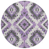 Piper Looms Chantille Aztec ACN1878 Purple Machine Washable Area Rug Round Main Image