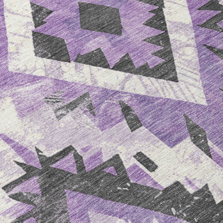 Piper Looms Chantille Aztec ACN1878 Purple Machine Washable Area Rug Swatch Image