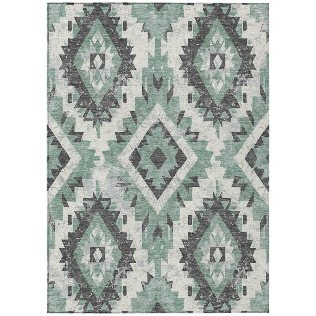 Piper Looms Chantille Aztec ACN1878 Seafoam Machine Washable Area Rug main image