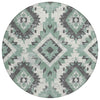 Piper Looms Chantille Aztec ACN1878 Seafoam Machine Washable Area Rug Round Main Image