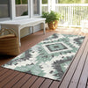 Piper Looms Chantille Aztec ACN1878 Seafoam Machine Washable Area Rug Runner Outdoor Lifestyle Image Feature