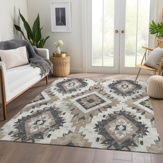 Piper Looms Chantille Aztec ACN1878 Taupe Machine Washable Area Rug Lifestyle Image Feature