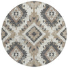 Piper Looms Chantille Aztec ACN1878 Taupe Machine Washable Area Rug Round Main Image