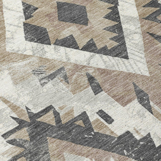 Piper Looms Chantille Aztec ACN1878 Taupe Machine Washable Area Rug Swatch Image