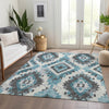 Piper Looms Chantille Aztec ACN1878 Teal Machine Washable Area Rug Lifestyle Image Feature