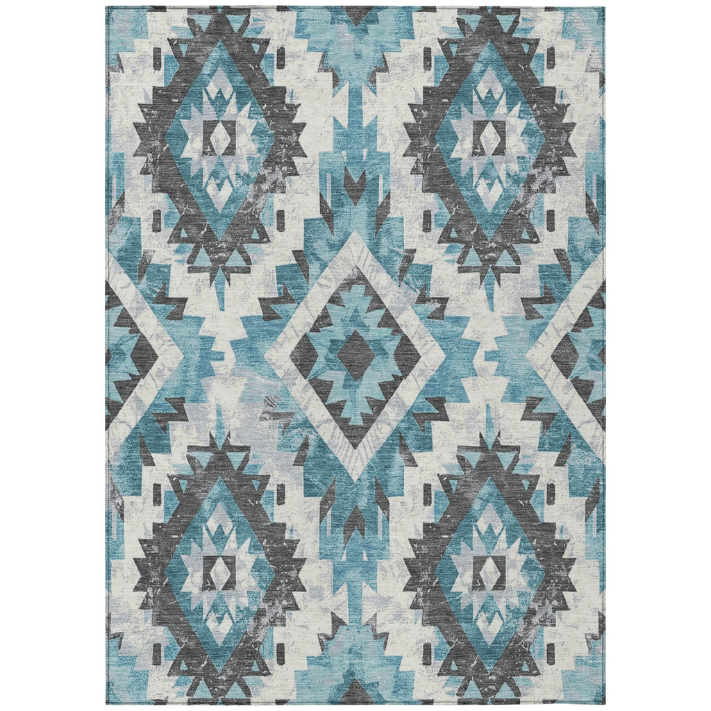 Piper Looms Chantille Aztec ACN1878 Teal Machine Washable Area Rug main image