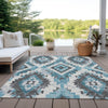 Piper Looms Chantille Aztec ACN1878 Teal Machine Washable Area Rug Outdoor Lifestyle Image Feature