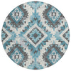 Piper Looms Chantille Aztec ACN1878 Teal Machine Washable Area Rug Round Main Image
