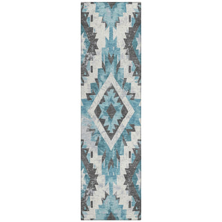 Piper Looms Chantille Aztec ACN1878 Teal Machine Washable Area Rug Runner Main Image