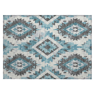 Piper Looms Chantille Aztec ACN1878 Teal Machine Washable Area Rug Scatter Main Image
