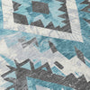 Piper Looms Chantille Aztec ACN1878 Teal Machine Washable Area Rug Swatch Image