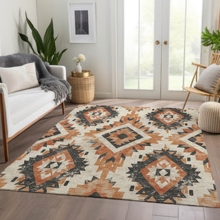 Piper Looms Chantille Aztec ACN1878 Terracotta Machine Washable Area Rug Lifestyle Image Feature