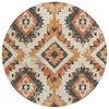 Piper Looms Chantille Aztec ACN1878 Terracotta Machine Washable Area Rug Round Main Image