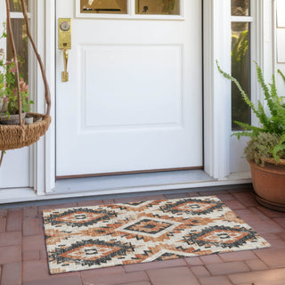 Piper Looms Chantille Aztec ACN1878 Terracotta Machine Washable Area Rug Scatter Outdoor Lifestyle Image Feature