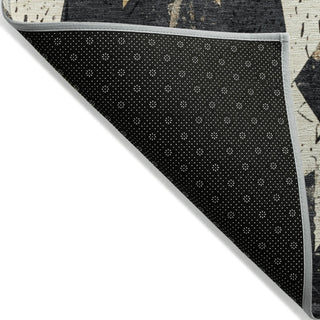 Piper Looms Chantille Aztec ACN1879 Black Machine Washable Area Rug Backing Image