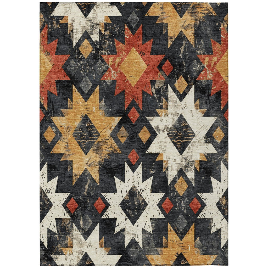 Piper Looms Chantille Aztec ACN1879 Black Machine Washable Area Rug main image