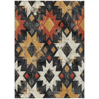 Piper Looms Chantille Aztec ACN1879 Black Machine Washable Area Rug main image